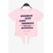 Girl's T-Shirt Letter Printed Salmon (9-14 Years)