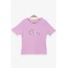 Girls' T-Shirt, Lettering, Sequins, Light Pink (8-14 Years)