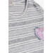 Girl's Knitwear Sweater Sequin Heart Printed Letter Embroidered Gray Melange (9-14 Years)