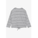 Girl's Knitwear Sweater Sequin Heart Printed Letter Embroidered Gray Melange (9-14 Years)