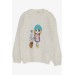 Girl Knitwear Sweater Sequin Embroidered Girl Printed Ecru (1.5-5 Years)