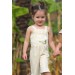 Girl's Jumpsuit Lemon Embroidery Striped Patterned Ecru (1-4 Years)