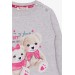 Girls Tunic Teddy Bear Printed Shiny Gray Color (1.5-5 Years)
