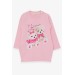 Girl's Teddy Bear Printed Sweatshirt, Dark Pink (1.5-5 Years)
