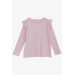 Girl's Long Sleeve Blouse With Ruffle Pink (2-6 Years)