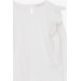 Girl's Long Sleeve Blouse With Ruffle Shoulder White (6-12 Years)