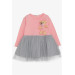 Girl's Long Sleeve Dress Pink With Teddy Bear Accessory (Age 3-8)