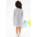 Girl Long Sleeve Dress Printed Tulle Gray Melange (1.5 Years)