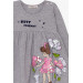 Girl's Long Sleeve Dress Flower Girl Printed Gray Melange (2-6 Years)