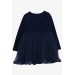 Girl Long Sleeve Dress With Bow Navy Blue (1.5-5 Years)