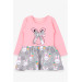 Girl Long Sleeve Dress With Bow Bunny Pattern Powder (2 Years)