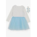 فستان بناتي بأكمام طويلة أزرق  بنمط ملكة ثلج (5-10 سنوات)