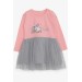 Girl's Long Sleeve Dress With Kitten Print Pink (1.5-5 Years)