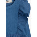 Girl Long Sleeve Dress With Ruffle Shoulder Indigo (3-8 Ages)