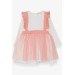 Girl Long Sleeve Dress With Pompom Tulle Ecru (1.5-5 Years)