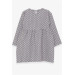 Girls' Long Sleeve Polka Dot Patterned Dress Light Gray (4-8 Years)