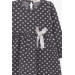 Girl Long Sleeve Dress Polka Dot Bow Anthracite (1.5-5 Years)