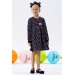 Girl Long Sleeve Dress Colored Polka Dot Patterned Navy (1.5-5 Years)