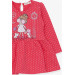 فستان بناتي بأكمام طويلة بطبعة بنت لامعة/أحمر رماني(1-4سنوات)