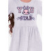 Girl Long Sleeve Dress Rabbit Embroidered Gray Melange (2-5 Years)
