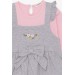 Girl Long Sleeve Dress T Shirt With Flower Embroidery Gray Melange (1.5-5 Years)