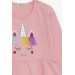 Girl's Long Sleeve Dress Tulle Unicorn Embroidered Pink (1.5-5 Years)