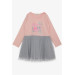 Girl's Long Sleeve Dress Tulle Text Printed Powder (Age 1.5-5)