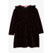 Girl's Long Sleeve Velvet Dress Ruffled Black (Age 3-8)