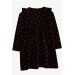 Girl's Long Sleeve Velvet Dress Ruffled Black (Age 3-8)