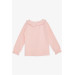 Girl's Long Sleeve T-Shirt With Emblem, Elastic Sleeves, Pink (6-12 Years)
