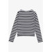 Girls Long Sleeved T-Shirt Striped Square Collar Mixed Color (9-14 Years)