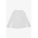 Girl's Long Sleeve T-Shirt Lace Pocket Ecru (1.5-5 Years)