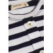 Girls Long Sleeved T-Shirt Button Accessory Striped White (8-14 Years)