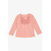 Girl's Long Sleeve T-Shirt Laced Bow Salmon (Age 3-8)