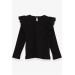 Girl Long Sleeve T-Shirt Guipureed Black (4 Years)