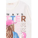 Girl's Long Sleeved T-Shirt Skateboarder Girl Printed Ecru (10-16 Age)