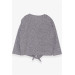 Girl's Long Sleeve T-Shirt With Lace-Up Front Gray Melange (4-8 Years)