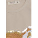 Girl's Long Sleeve T-Shirt Cute Kitten Animated Sequin Embroidered Beige (Ages 3-8)