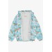 Girl Raincoat Sky Themed Cloud Pattern Turquoise (1-5 Years)