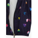 Girl's Raincoat Colored Heart Patterned Navy (1-5 Years)
