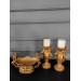 Konsol Set Of 2 Candle Holders + Plate Gold Color