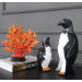 Road Statue Decoration Set With Tie, Penguin Ornament, New Year Gift 2Pcs
