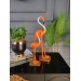 Decorative Set Of Two Pieces Of Flamingo Figurine Decorated In Orange