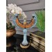 Candlestick/Candle Holder In The Form Of A Statue In An Antique Egyptian Design With Golden And Blue Details - Ornamental Ornament, New Year's Gift