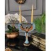 Candlestick/Candle Holder In The Form Of A Statue In An Antique Egyptian Design With Golden And Blue Details - Ornamental Ornament, New Year's Gift