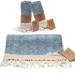 Smyrna 100% Cotton, 2-Pack Hand, Face And Foot Towel, Peshkir 40*100 Cm Herringbone Pattern Light Blue