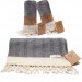 Smyrna 100% Cotton, Pair Of Hand Face Foot Towel, Peshkir 40*100 Cm Herringbone Pattern Smoked