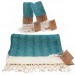 Smyrna 100% Cotton, 2-Pack Hand, Face And Foot Towel, Peshkir 40*100 Cm Herringbone Pattern Petrol