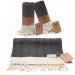 Smyrna 100% Cotton, 2-Pack Hand, Face And Foot Towel, Peshkir 40*100 Cm Herringbone Pattern Black