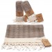 Smyrna 100% Cotton, 2-Pack Hand And Foot Towel, Peshkir 40*100 Cm Herringbone Pattern Coffee With Milk